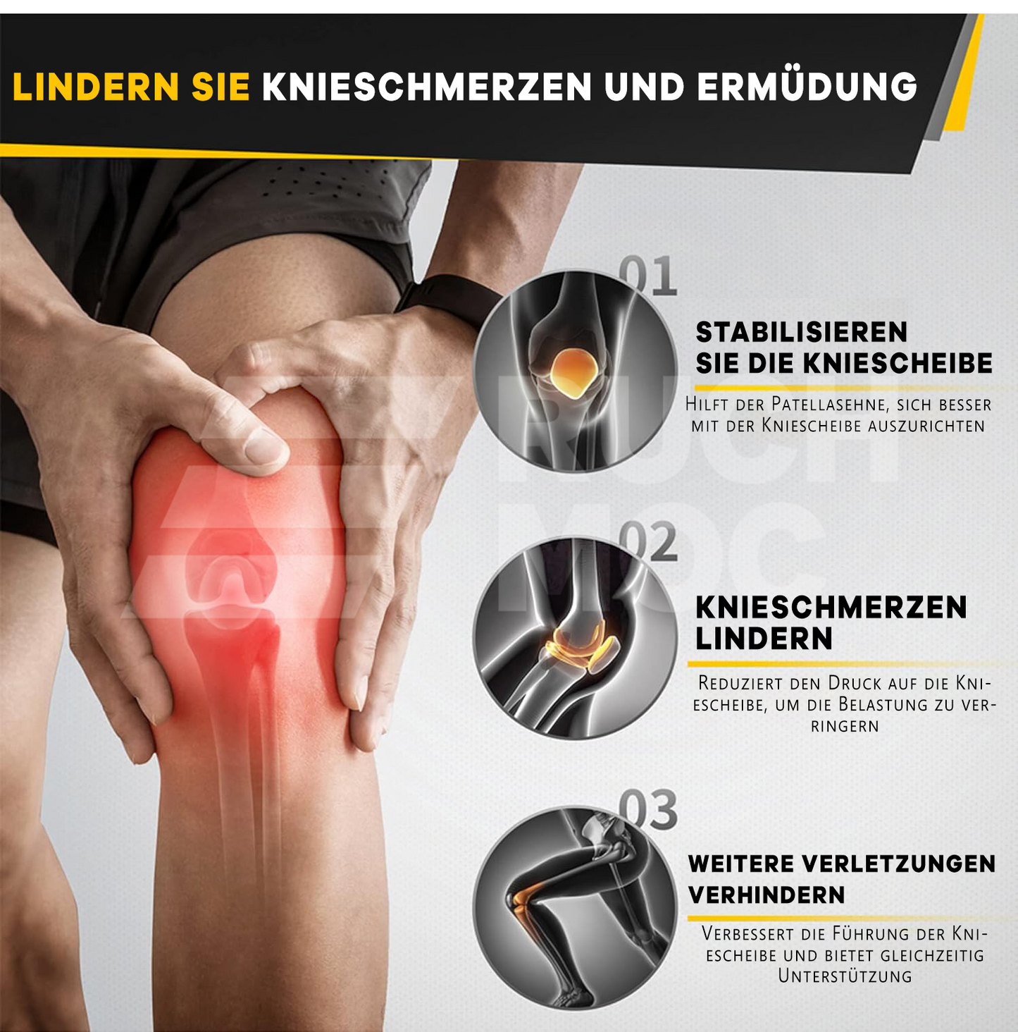 2er-Pack Kniebandagen für Damen und Herren, Patella-Kniestützgurt