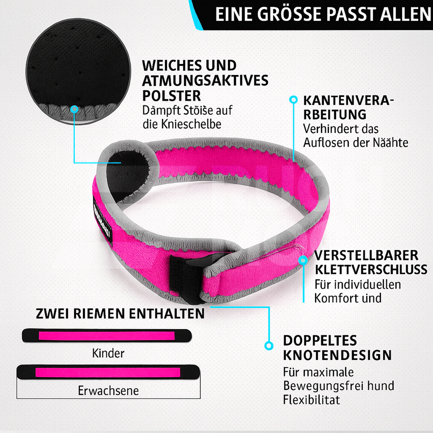 2er-Pack Kniebandagen für Damen und Herren, Patella-Kniestützgurt