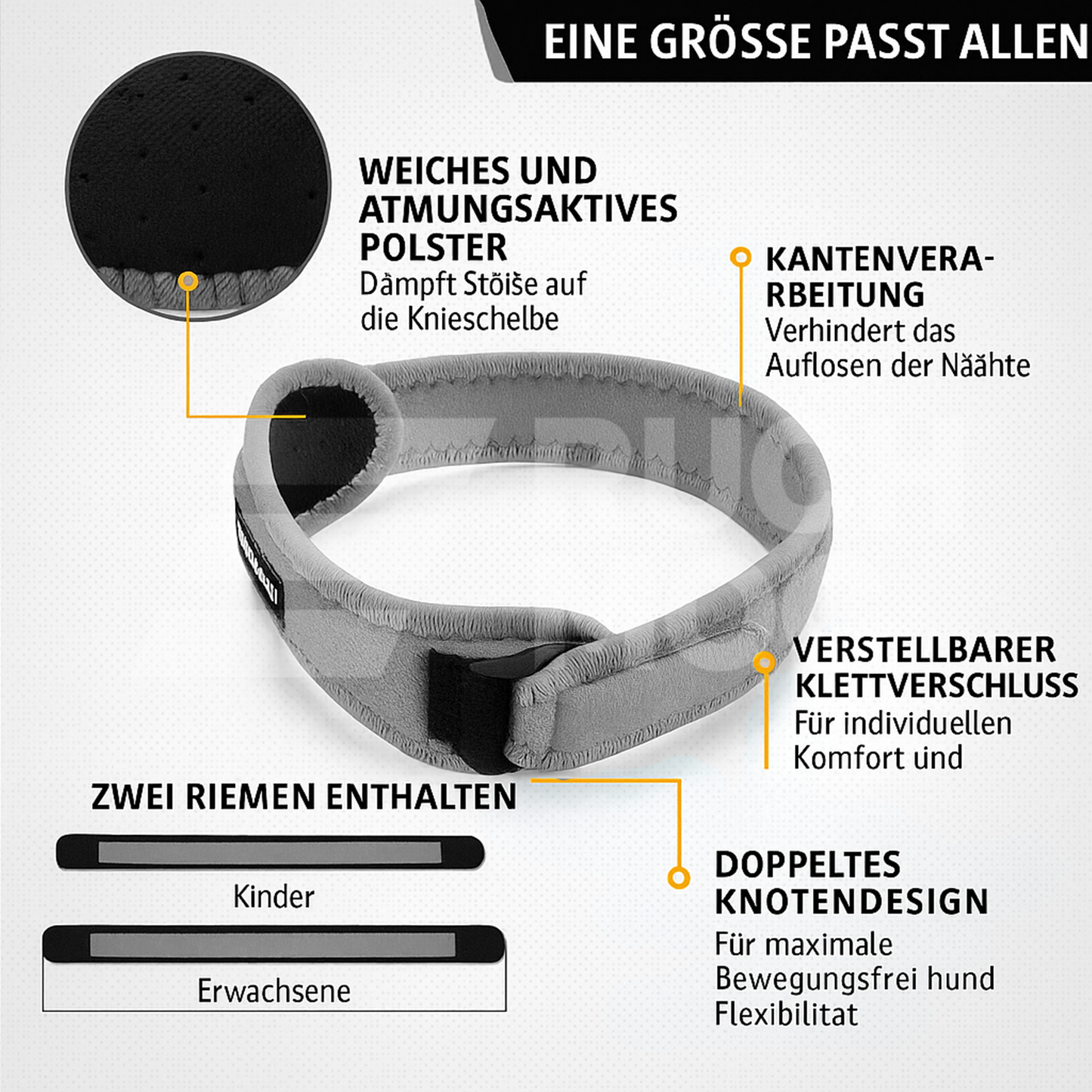 2er-Pack Kniebandagen für Damen und Herren, Patella-Kniestützgurt