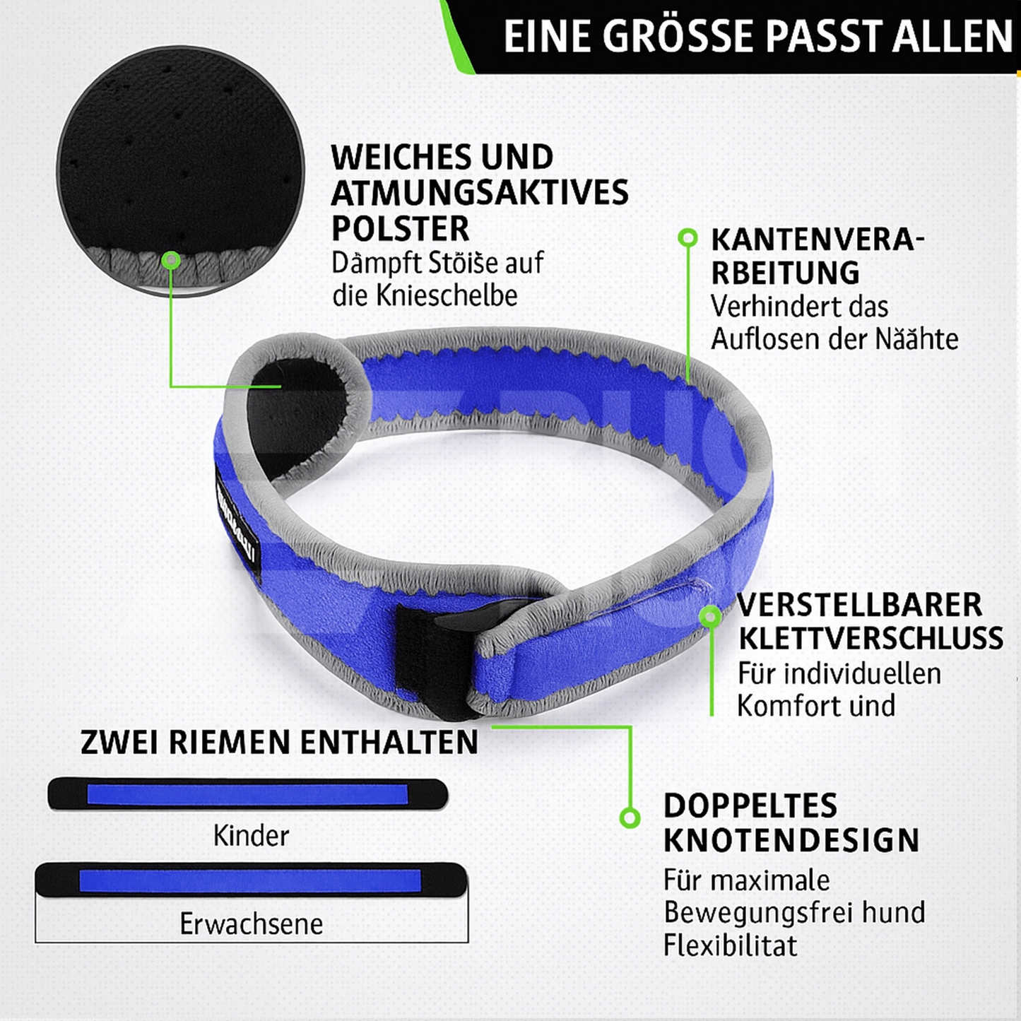 2er-Pack Kniebandagen für Damen und Herren, Patella-Kniestützgurt