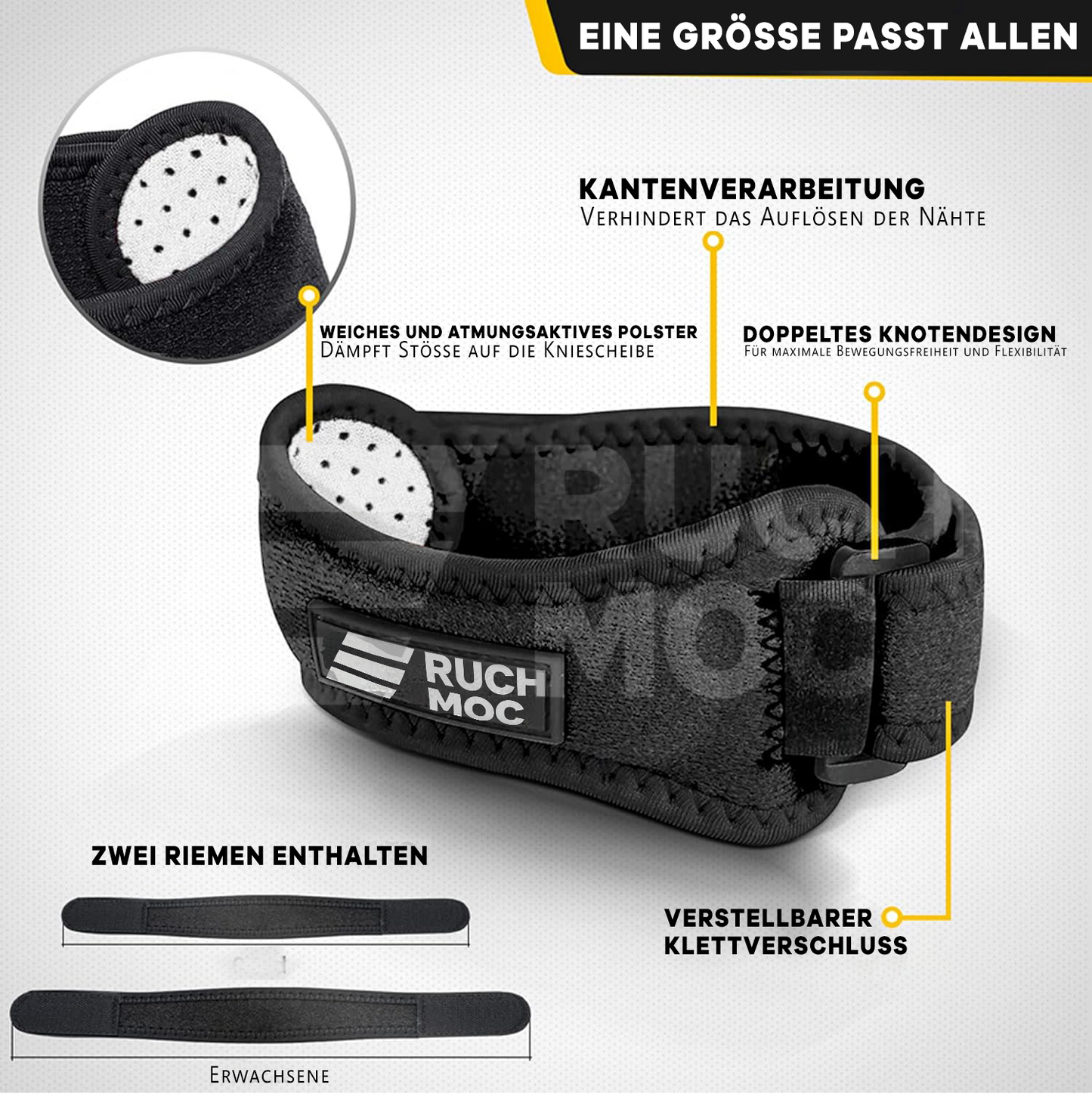 2er-Pack Kniebandagen für Damen und Herren, Patella-Kniestützgurt