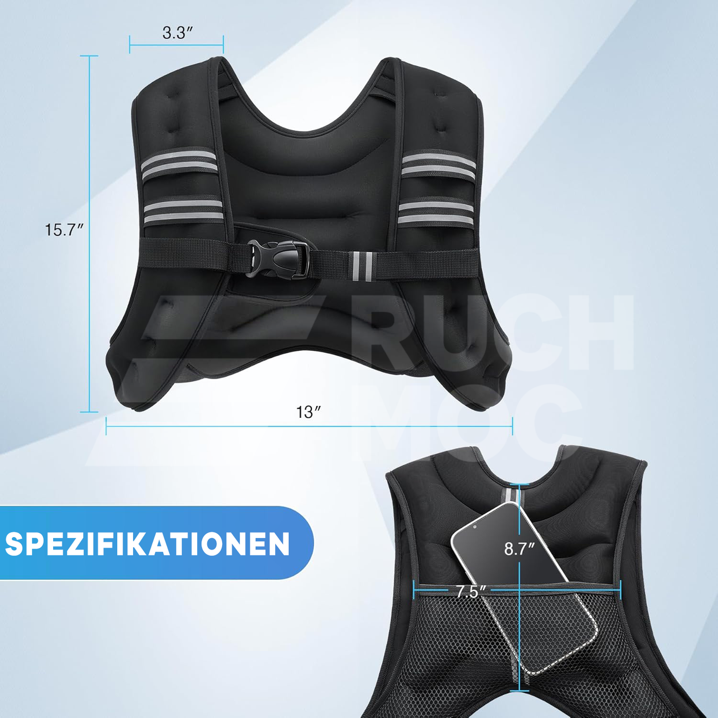 Gewichtsweste mit Reflektorstreifen fürs Training (6 Pfund)