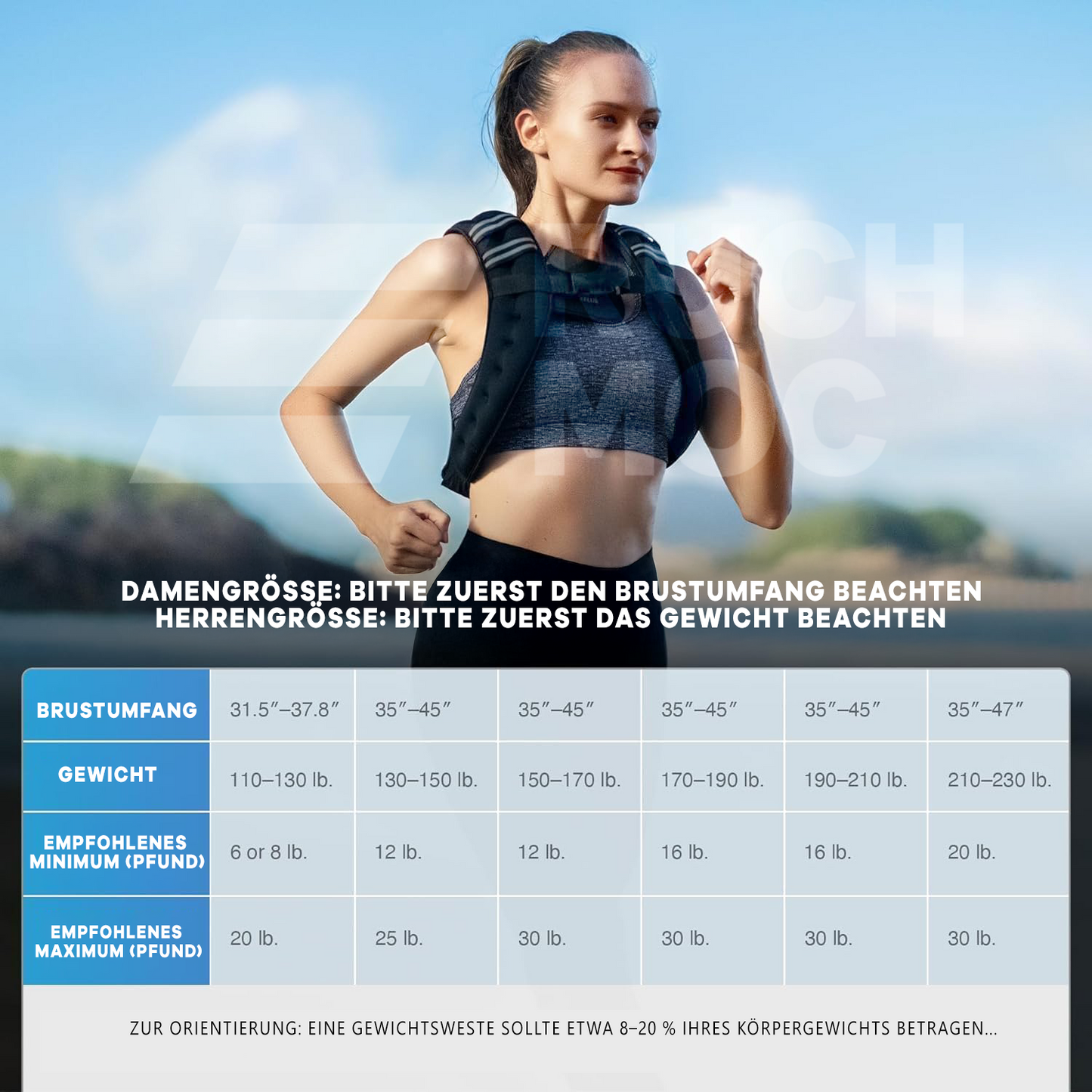 Gewichtsweste mit Reflektorstreifen fürs Training (6 Pfund)